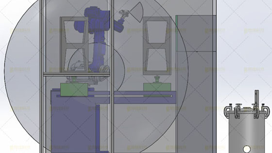噴涂<a href='http://m.xhcgfc.com' target='_blank'><u>機器人工作站</u></a>正視圖